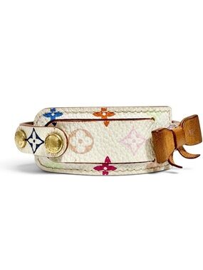 Louis Vuitton White Murakami Multicolor & Vachetta Leather Address Bracelet